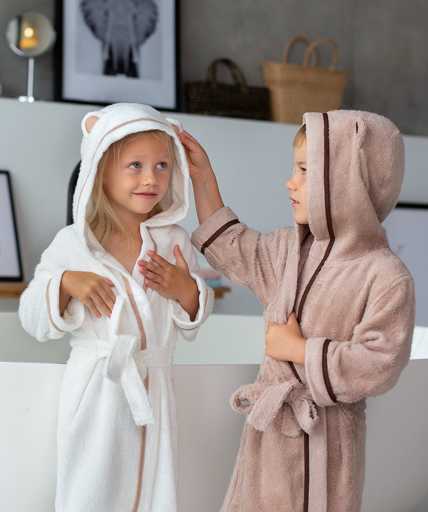 Premium Soft Bath Robe For Toddlers Babies Kids - Organic Bamboo Toddler Robe With Hood - Girls Robe Boys Robe Baby Robe (12-24