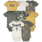 Gerber Unisex Baby 8-Pack Short Sleeve Onesies Bodysuits And Toddler T Shirt Set, Tiger Green, 6-9 Months Us