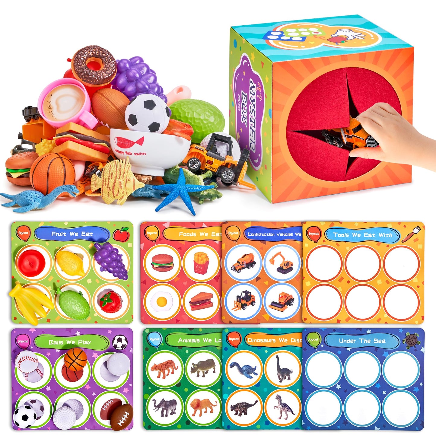 Montessori Sorting Toys for Toddlers with Sensory Play Box - Autistic Speech Therapy, 48 Toys Dinosaurs, Animals, Fruit, Vehicle