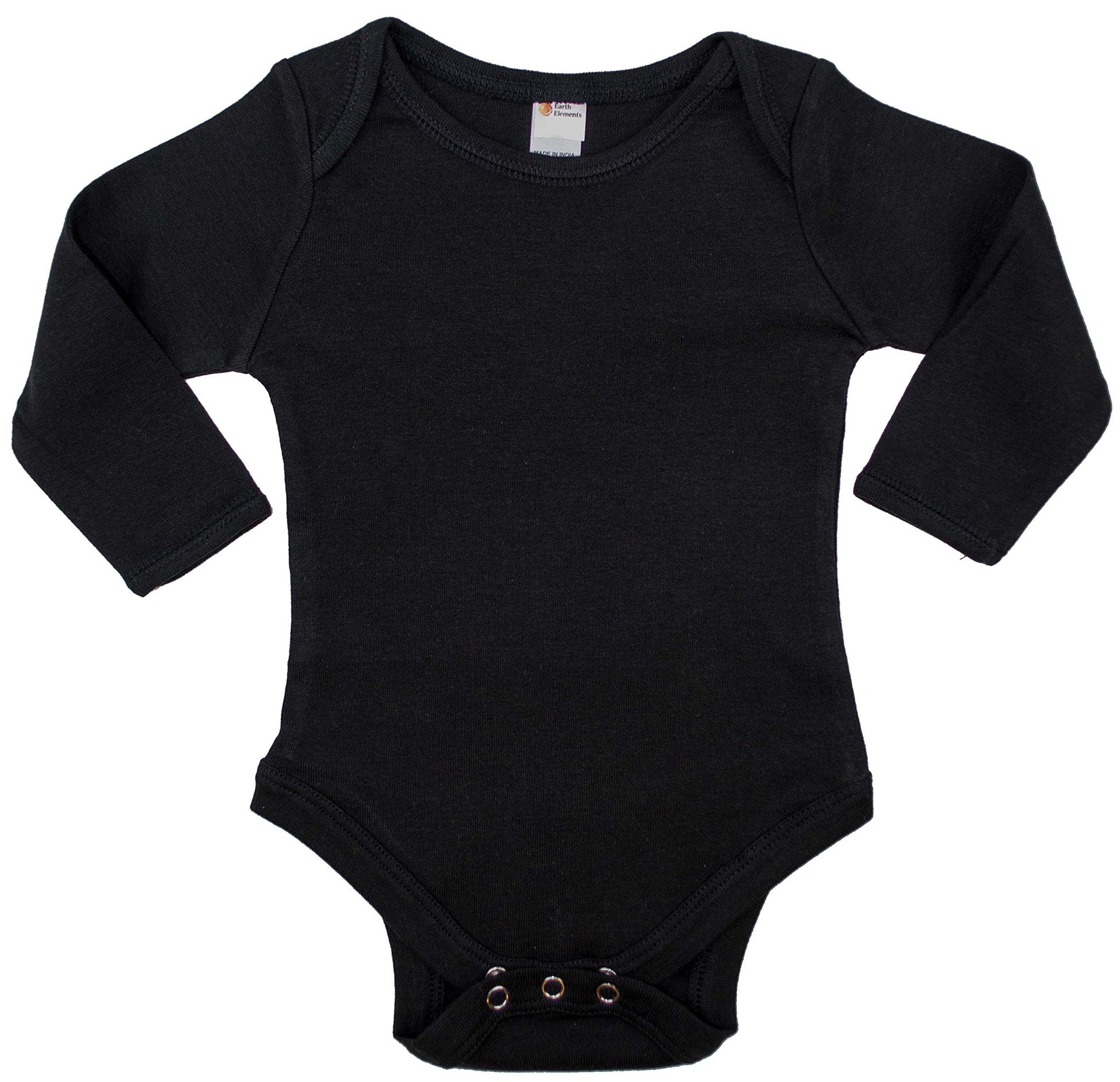 Earth Elements Baby Long Sleeve Bodysuit 0-3 Months Black