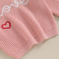 Baby Girl Valentines Day Outfit Love Heart Sweet Long Sleeve Sweater Tshirt Crewneck Tops Fall Winter Clothes (C-Pink, 12-18 Mon