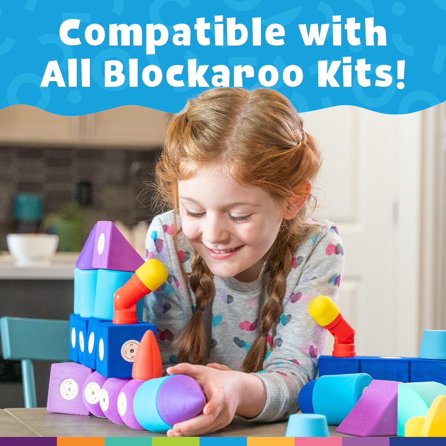 Blockaroo Magnetic Foam Bath Building Blocks - 50-Piece Trunk Set, Preschool Toys, Bathtub Toys, Sensory Toys, Engineering Toys