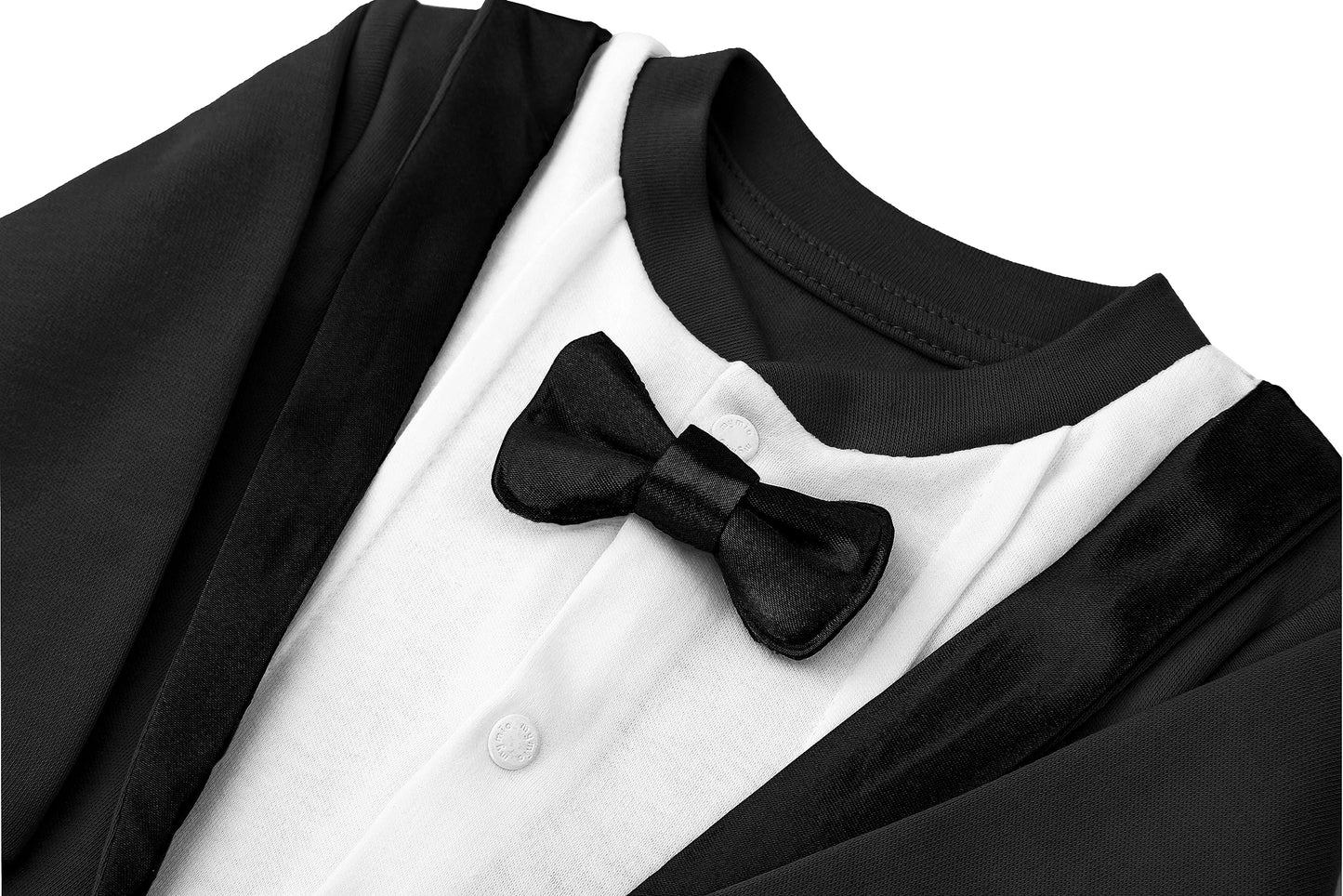 Lilax Baby Boy Gentleman Tuxedo Footie Christmas Holiday Outfit With Bow Tie (9 Months, Black)