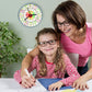 Educational Wall Clock - Silent Movement Time Teaching Clock for Teachers Classrooms and Kids Bedrooms (Silver/Multicolor Appl