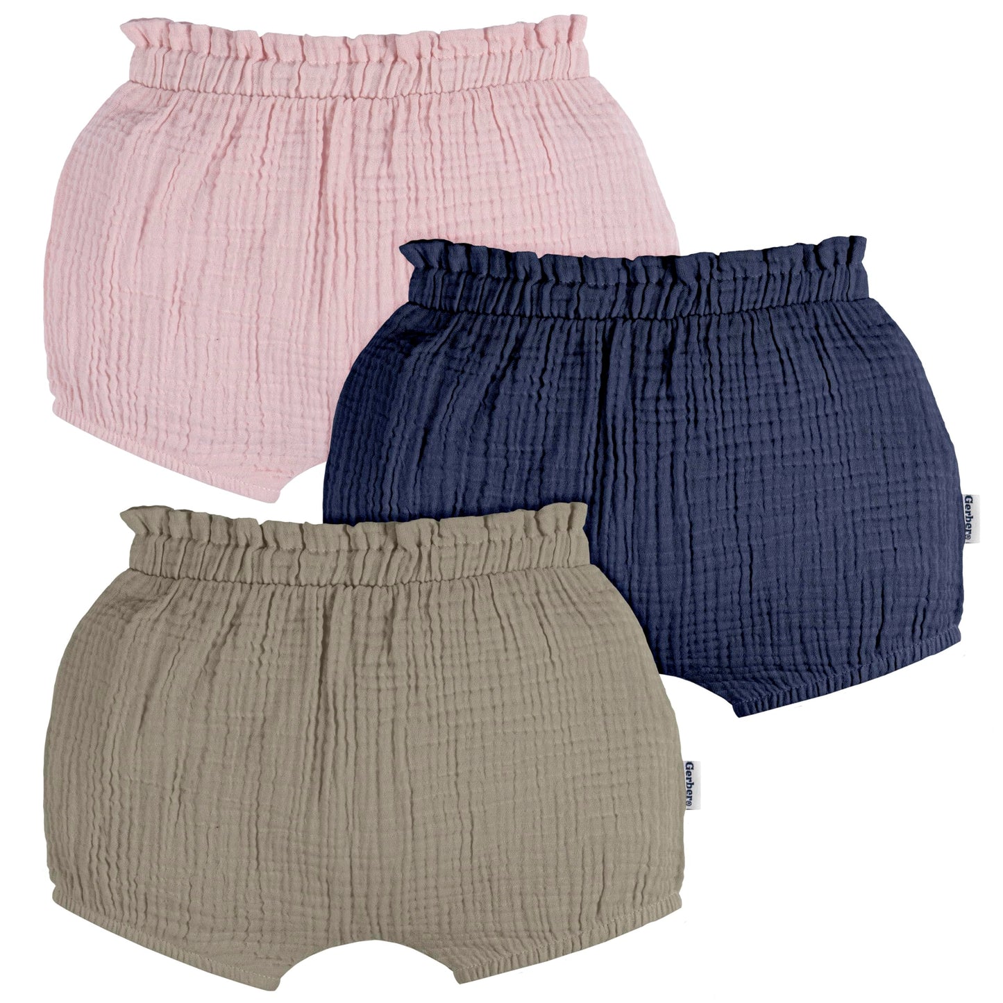 Gerber Baby Girls' 3-Pack Bubble Shorts, Green