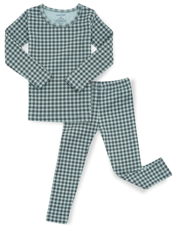 Avauma Baby Boys Girls Pajama Set 6M-7T Kids Cute Toddler Snug Fit Pattern Design Pjs Cotton Sleepwear (Check.Mint Charcoal.S)