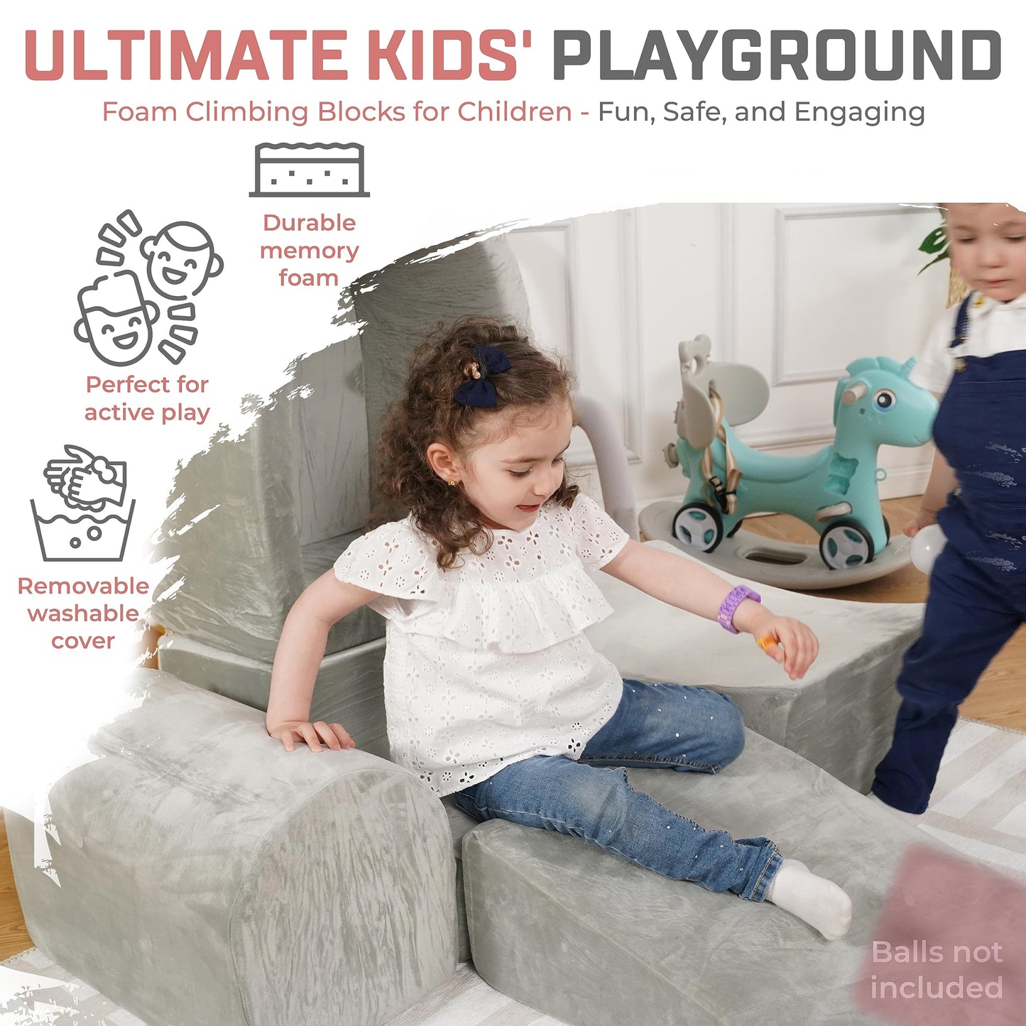 Zysmalat Foam Climbing Blocks For Toddlers 1-3 Inside - Soft Play Climb And Crawl Activity Play Set - Luxury Velvet Indoor Soft