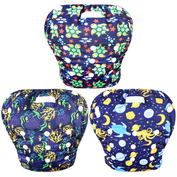 Wegreeco Baby & Toddler Snap One Size Adjustable Reusable Baby Swim Diaper (Deep Sea, Small, 3 Pack)