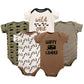 Luvable Friends Unisex Baby Cotton Bodysuits, Happy Camper, 0-3 Months
