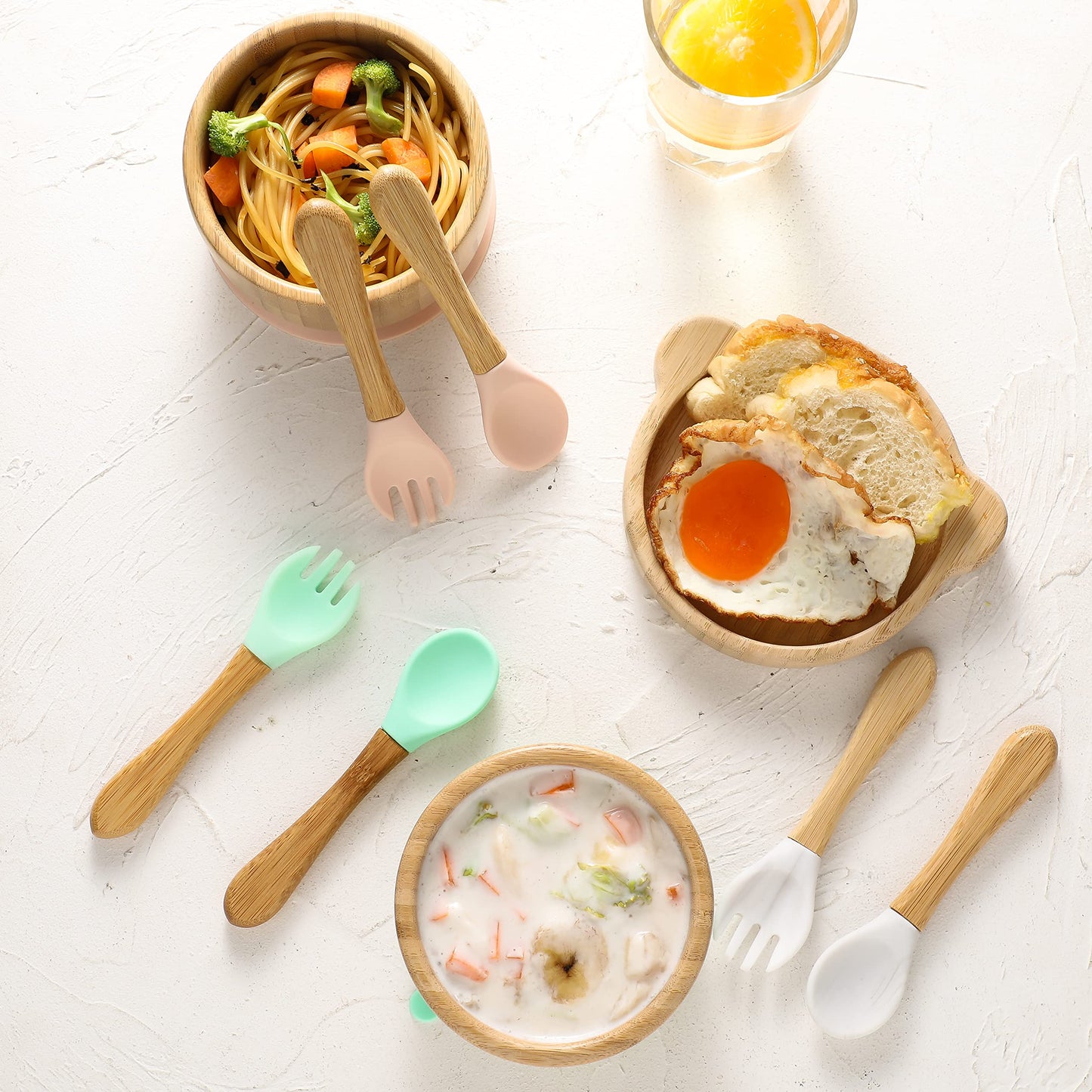 Baby Bowls With Lid,Hbm Bamboo Suction Bowls For Baby And Spoon Set,3Pc Feeding Supplies Set For Infant, Toddlers,Detachable Sil