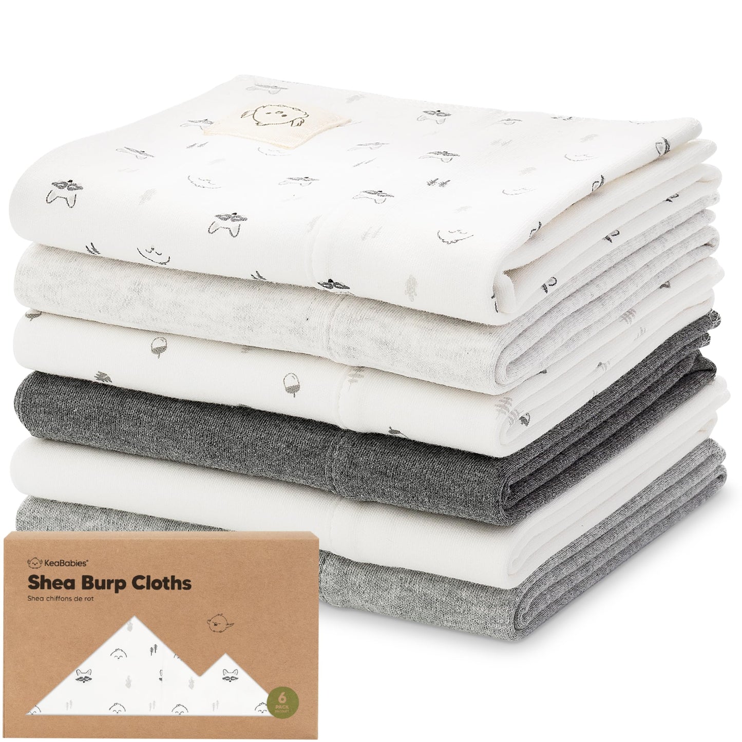 Organic Burp Cloths Baby Girl, Boy - 6-Pack Large Baby Burp Cloths, Super Absorbent Burping Cloths for Babies, Soft & Plush Cott