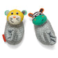 Infantino Foot Rattles, Zebra & Cheetah, Soft Baby Sock Rattles - Encourages Hand-Eye Coordination, Discovery Toy - Machine Wash