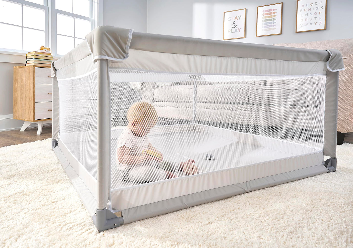 Regalo Soft Sided Playpen For Babies And Toddlers, Award Winning Brand Gray Mesh, For 6 To 24 Months Old, 27 Inches Tall, Indoor