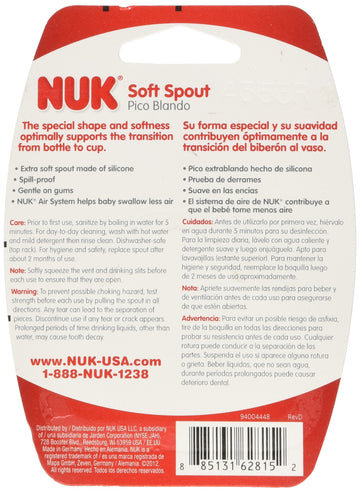 Nuk Replacement Silicone Spout, Clear, Pack Of 1