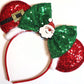 Clgift Christmas Minnie Ears,Santa Claus Minnie Ears, Holiday Minnie Ears, Rainbow Sparkle Mouse Ears,Classic Red Sequin Minnie