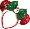 Clgift Christmas Minnie Ears,Santa Claus Minnie Ears, Holiday Minnie Ears, Rainbow Sparkle Mouse Ears,Classic Red Sequin Minnie