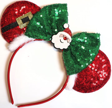 Clgift Christmas Minnie Ears,Santa Claus Minnie Ears, Holiday Minnie Ears, Rainbow Sparkle Mouse Ears,Classic Red Sequin Minnie