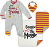 Harry Potter Newborn Baby Boy Or Girl Zip Up Sleep N ' Play Coverall Bib Blanket And Burp Cloth 4 Piece Outfit Set 0-6 Months