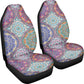 Quelytytrip Mandala Print Car Seat Cover for Women,Universal Front Seats Protector for SUV,Truck,Sedan or Van,Easy to Install,Bo