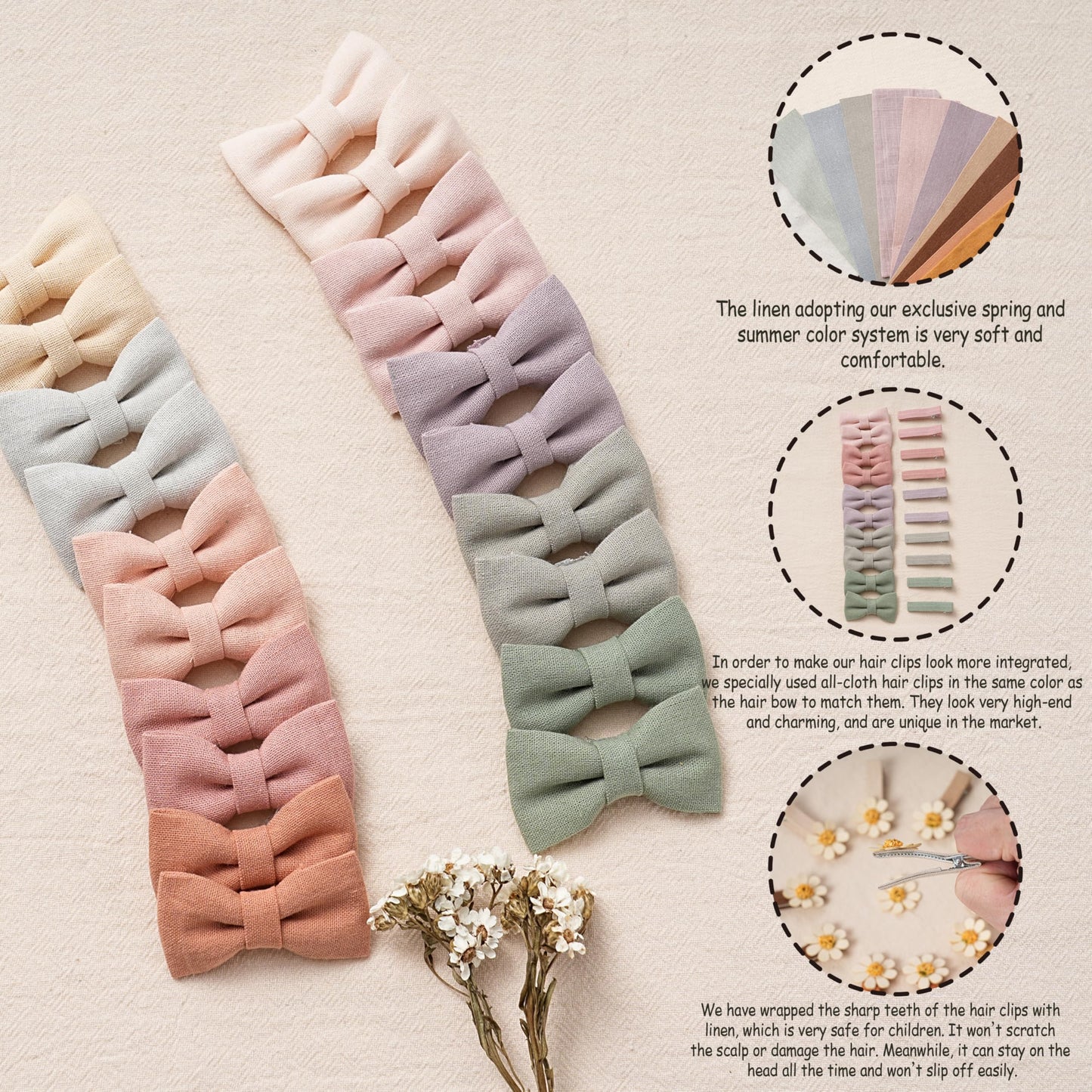 Baby Hair Clips With Bows For Girls,20Pc Handmade Fully Lined Hair Barrettes,Hair Accessories For All Age Girls Toddlers Infants