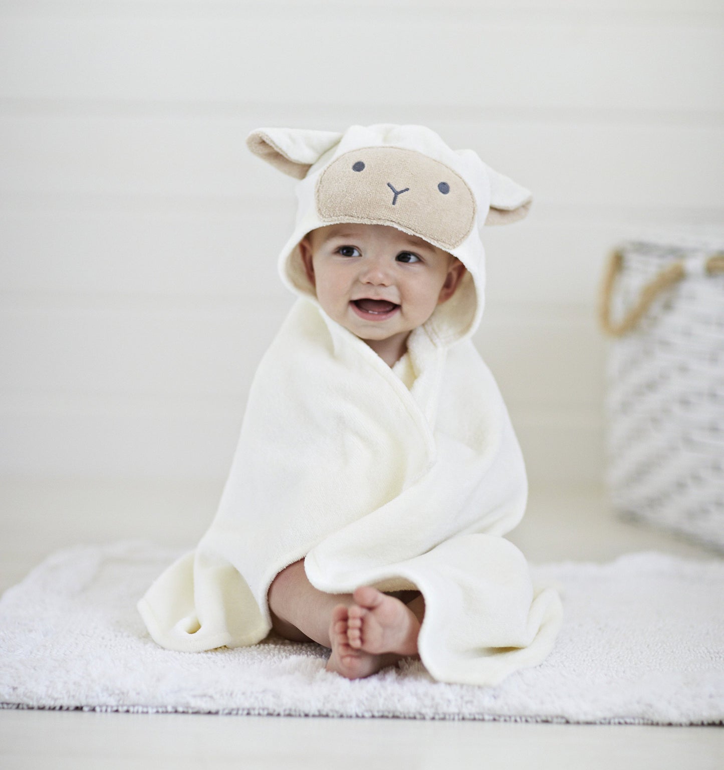 Elegant Baby 100 Cotton Bath Wrap, One Size, Lambie