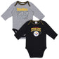 Nfl Pittsburgh Steelers 2 Pack Long Sleeve Bodysuit, Grey/Black Pittsburgh Steelers, 18M