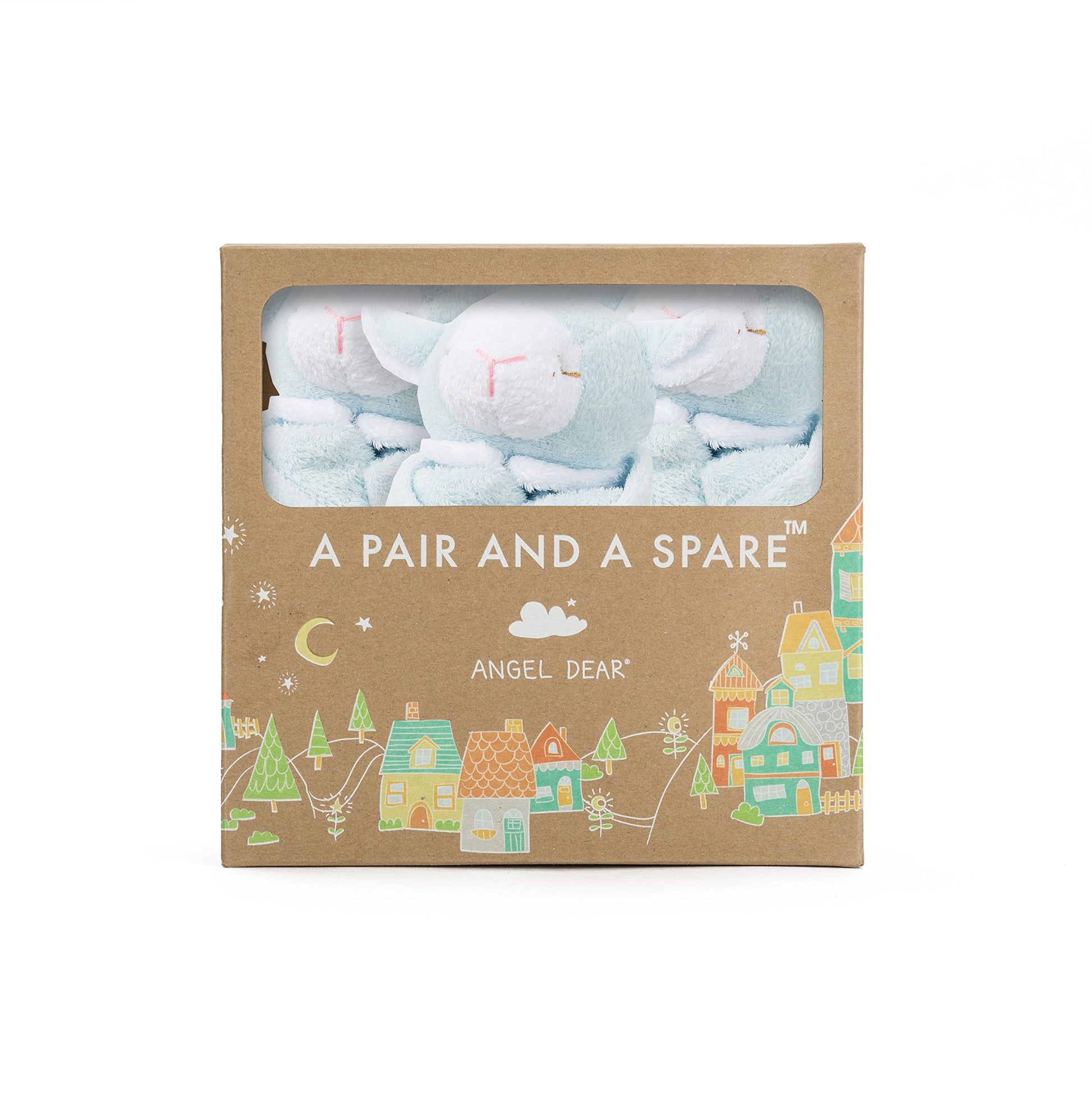 Angel Dear - Blue Lamb, Pair And A Spare Blankie Set, Pack Of 3