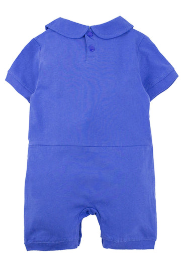 Stylesilove Baby Boy Short Sleeves Chic Car Racer Cotton Romper Halloween Baby Boy Clothes (Blue, 95/18-24 Months)