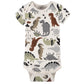 Gerber Baby Boys' 4-Pack Short Sleeve Onesies Bodysuits, Dino Grey, 0-3 Months