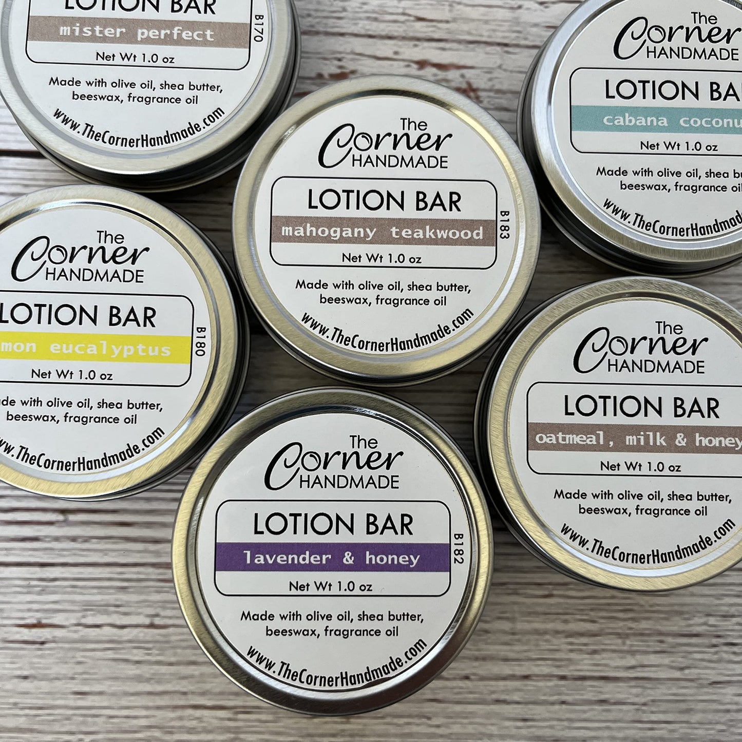 The Corner Handmade Lotion Bar Moisturizer With Beeswax And Shea Butter For Dry Skin, 1 Ounce (Mister Perfect)