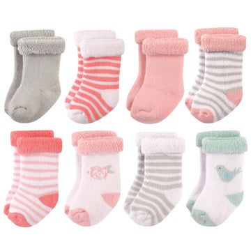 Hudson Baby Unisex Cotton Rich Newborn And Terry Socks, Bird, 0-6 Months