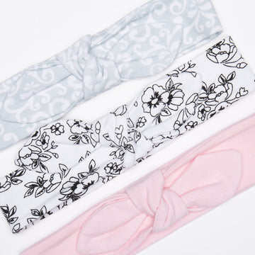 Hudson Baby Infant Girl Cotton Headband And Scratch Mitten Set Toile, 0-6 Months