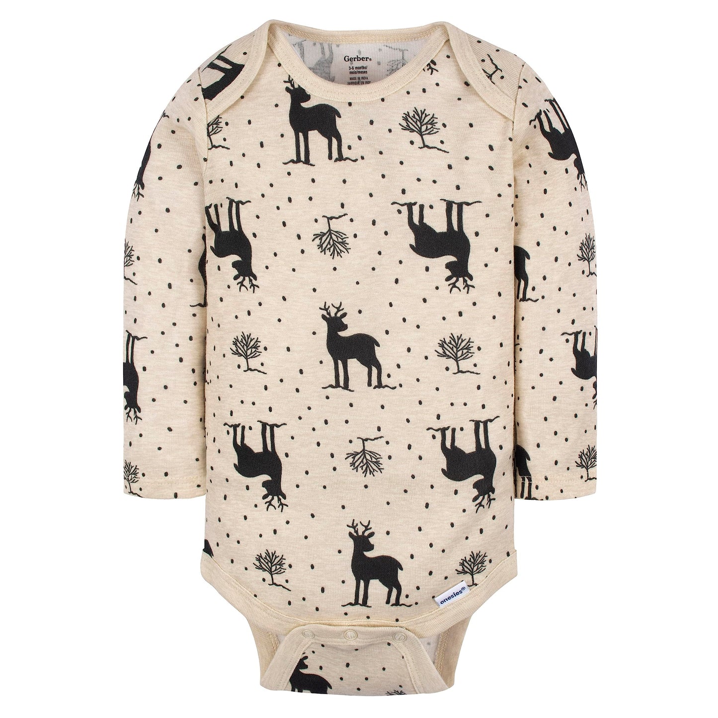 Gerber Baby 6 Pack Long-Sleeve Onesies Bodysuit, Moose