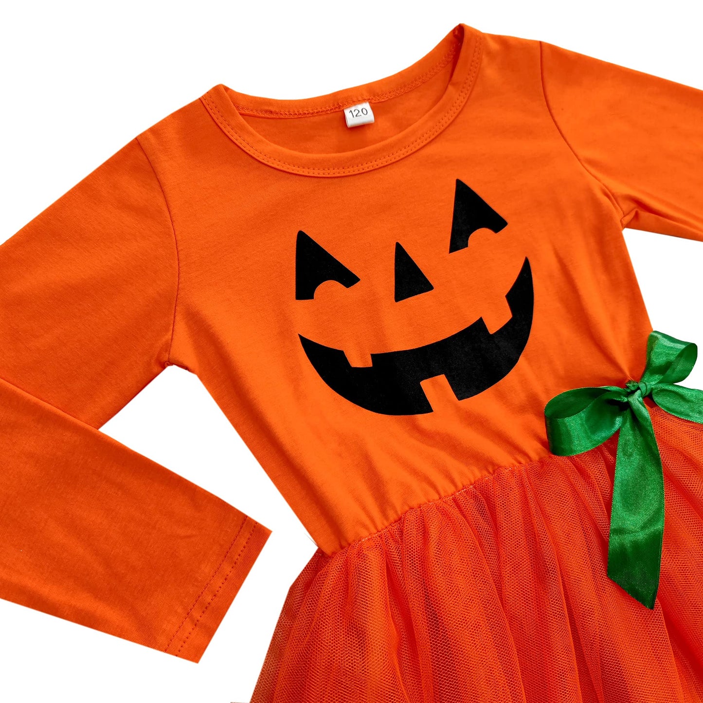 Halloween Tutu Dress Toddler Gilrs Kids Long Sleeve Graphic Tulle Pumpkin Dress Outfit 4-5T