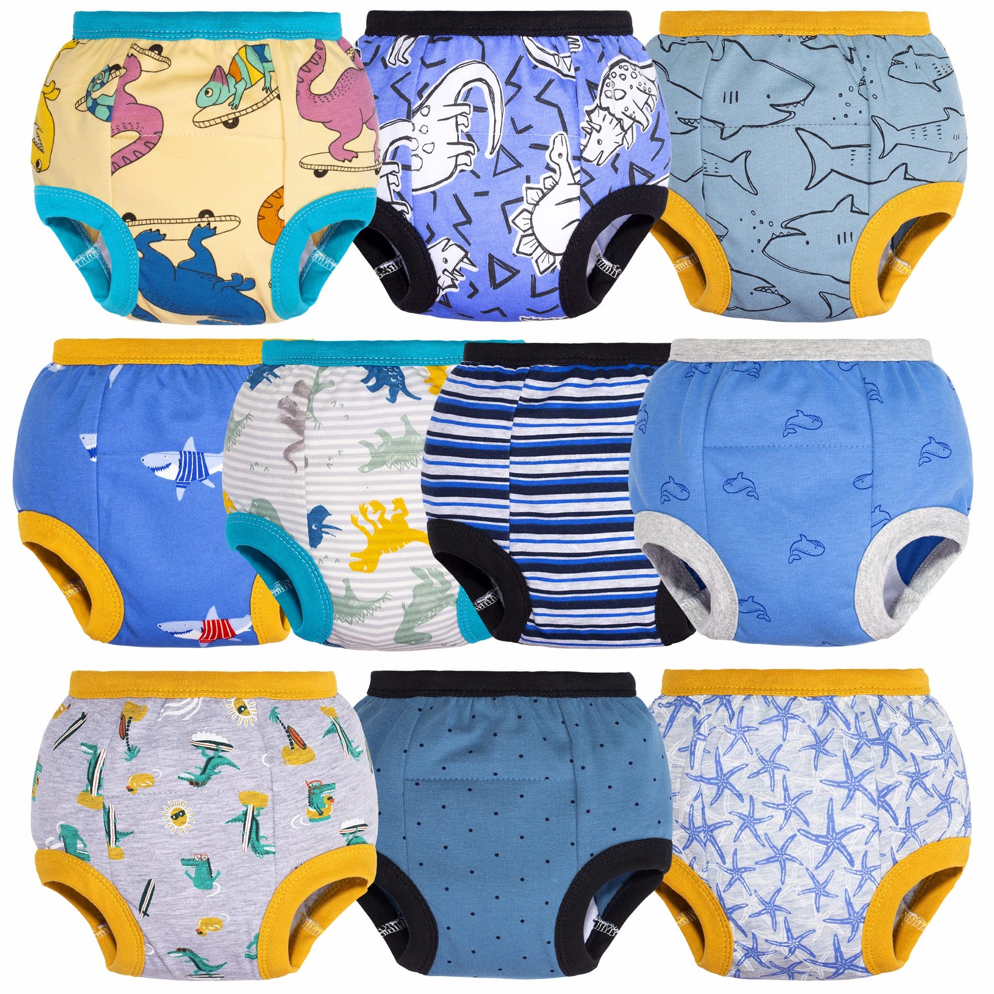 BIG ELEPHANT Baby Boys 10 Pack Toddler Potty Training Pants 100% Cotton Underpants, 4T