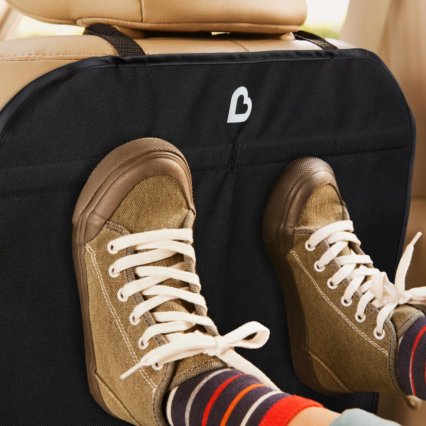 Munchkin Back Seat Cover For Kids, Deluxe Kick Mats Car Seat Protector, Black, 2 Pack