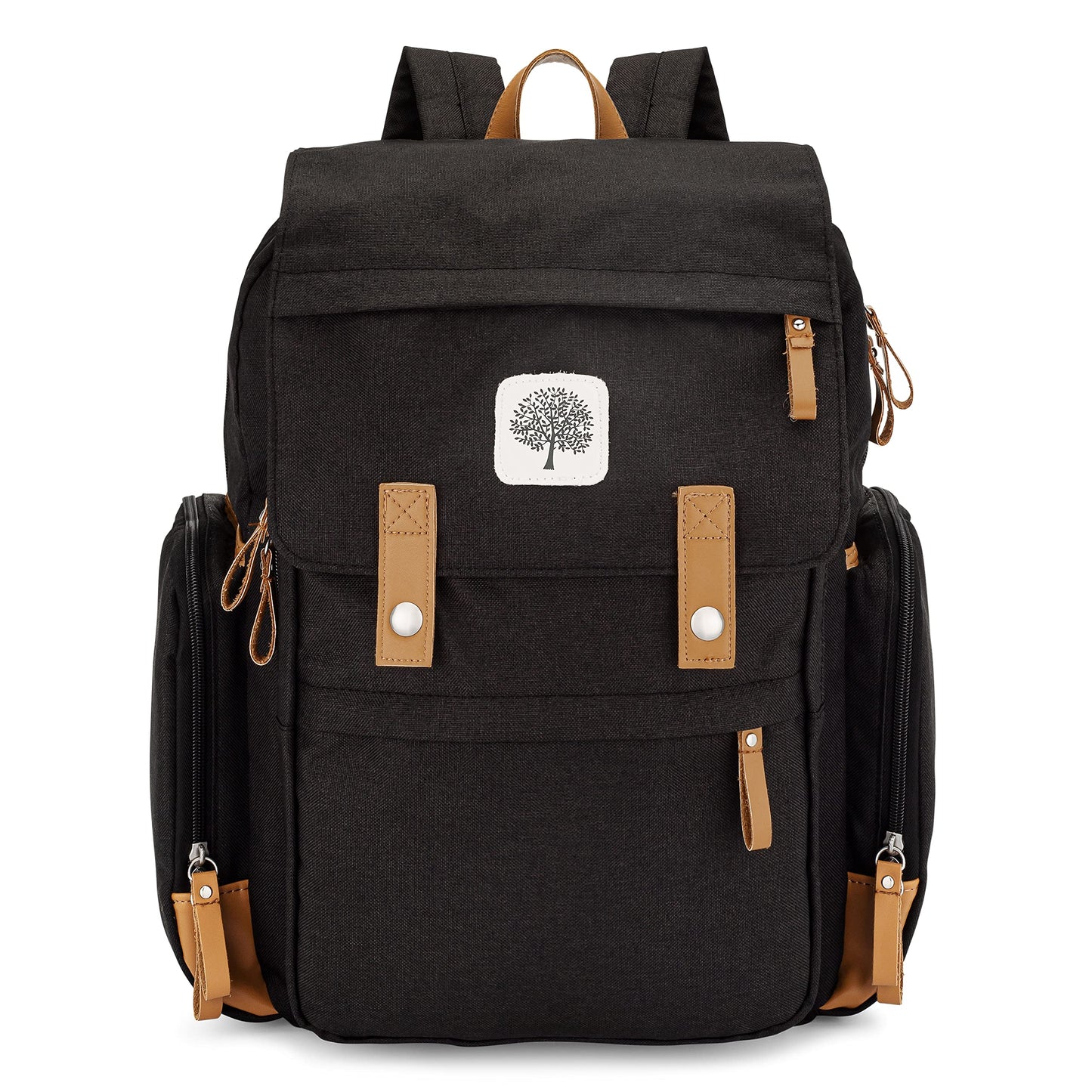 Parker Baby Diaper Backpack - Large Diaper Bag With Insulated Pockets, Stroller Straps And Changing Pad -'Birch Bag' - Black