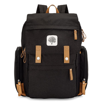 Parker Baby Diaper Backpack - Large Diaper Bag With Insulated Pockets, Stroller Straps And Changing Pad -'Birch Bag' - Black