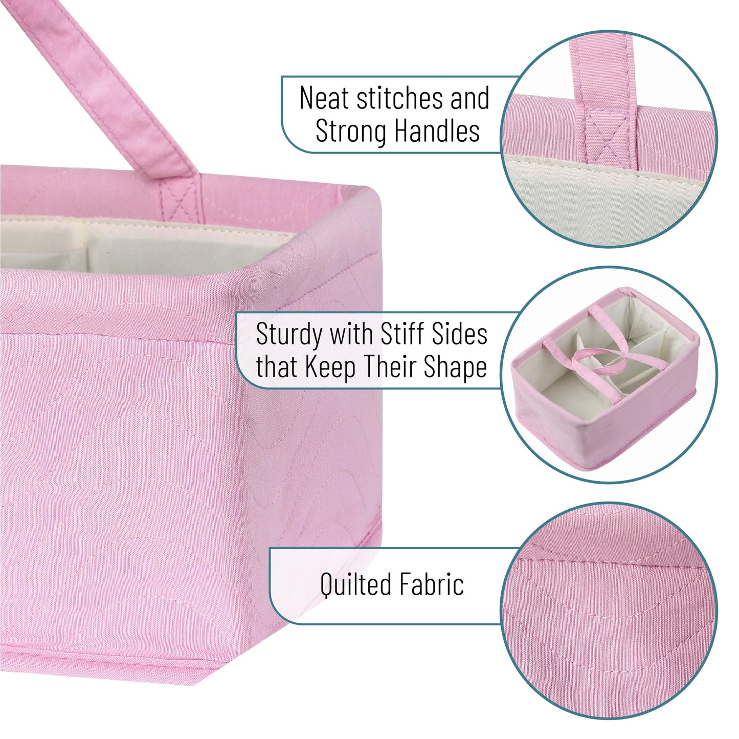 Mr. Pen Baby Diaper Caddy Organizer, Pink Quilted Fabric, Car Diaper Caddy, Portable