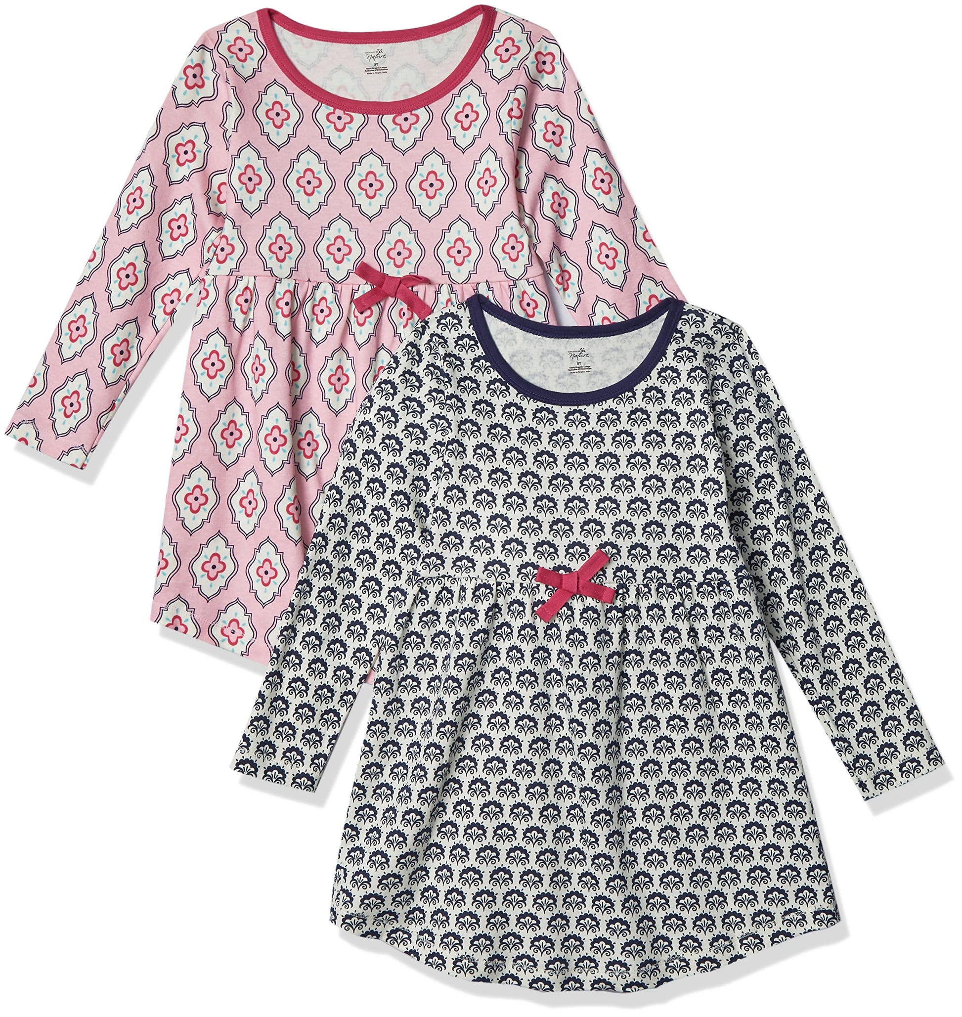 Touched By Nature Girls, Toddler, Baby And Womens Organic Cotton Short-Sleeve And Long-Sleeve Dresses, Trellis Long Sleeve, 12-1