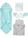 Simple Joys By Carters Unisex Babies 8-Piece Towel And Washcloth Set, Aqua Bluegrey, One Size