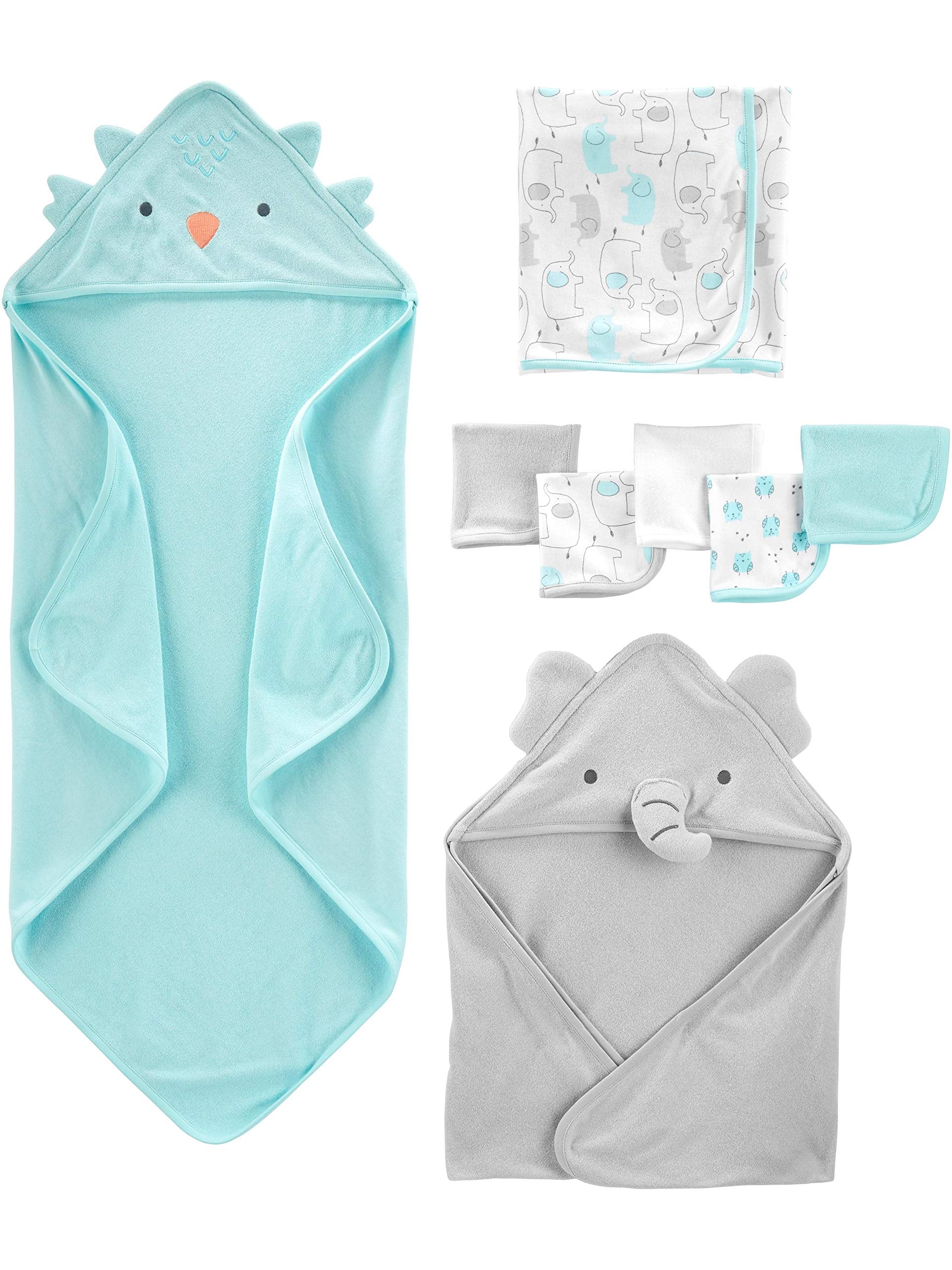 Simple Joys By Carters Unisex Babies 8-Piece Towel And Washcloth Set, Aqua Bluegrey, One Size