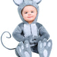Fun Costumes - Infant Mouse One-Piece, Cute Animal Halloween Unisex Costume With Mittens, Gray Hooded Outfit For Boys And Girls