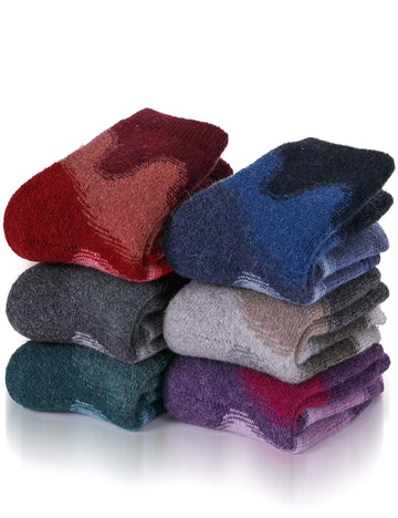 Ebmore Kids Merino Wool Socks For Toddlers Boys Girls Warm Thermal Winter Thick Hiking Heavy Cozy Crew Boot Socks 6 Pairs (Mix C