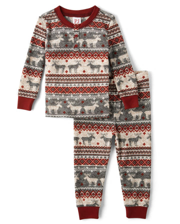 The Children'S Place Baby Toddler 2 Piece Family Matching, Plaid Thermal Pajamas Sets, Winter Fairisle