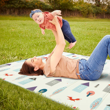 Dream On Me Play Time Reversible Baby Playmat, Foldable Extra Large Thick Foam Crawling Playmats for Toddlers, Waterproof Portab