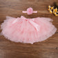 Baby Girls Tutu Skirt Headband Set Toddler Ruffle Tulle Diaper Covers 6-24 Month Pink