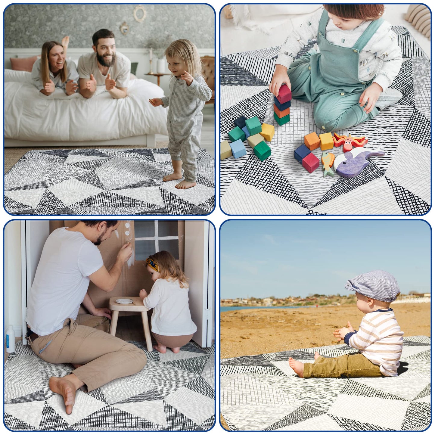 TANOSHII Baby Play Mat for 79 x59  Playpen, Machine Washable Kids Mat, Cotton,Foldable Crawling Mat for Floor,One-Piece Crawling