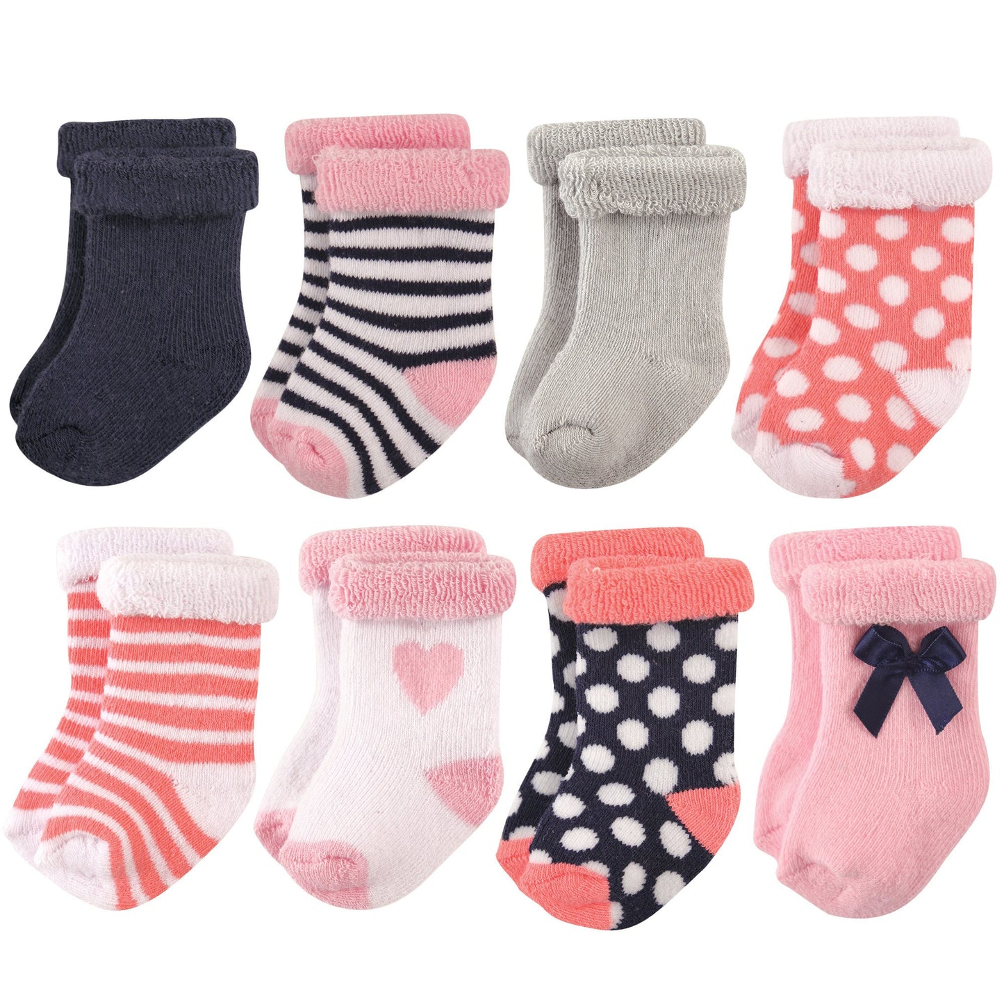 Hudson Baby Unisex Cotton Rich Newborn And Terry Socks, Heart, 12-24 Months