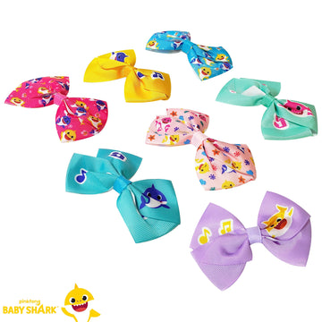 Baby Shark Hair Bows - Hair Accessories Gift Set - Kids Hair Bows - 7 Pcs 4 Inch Bundle - Hair Bows For Girls - Different Charac